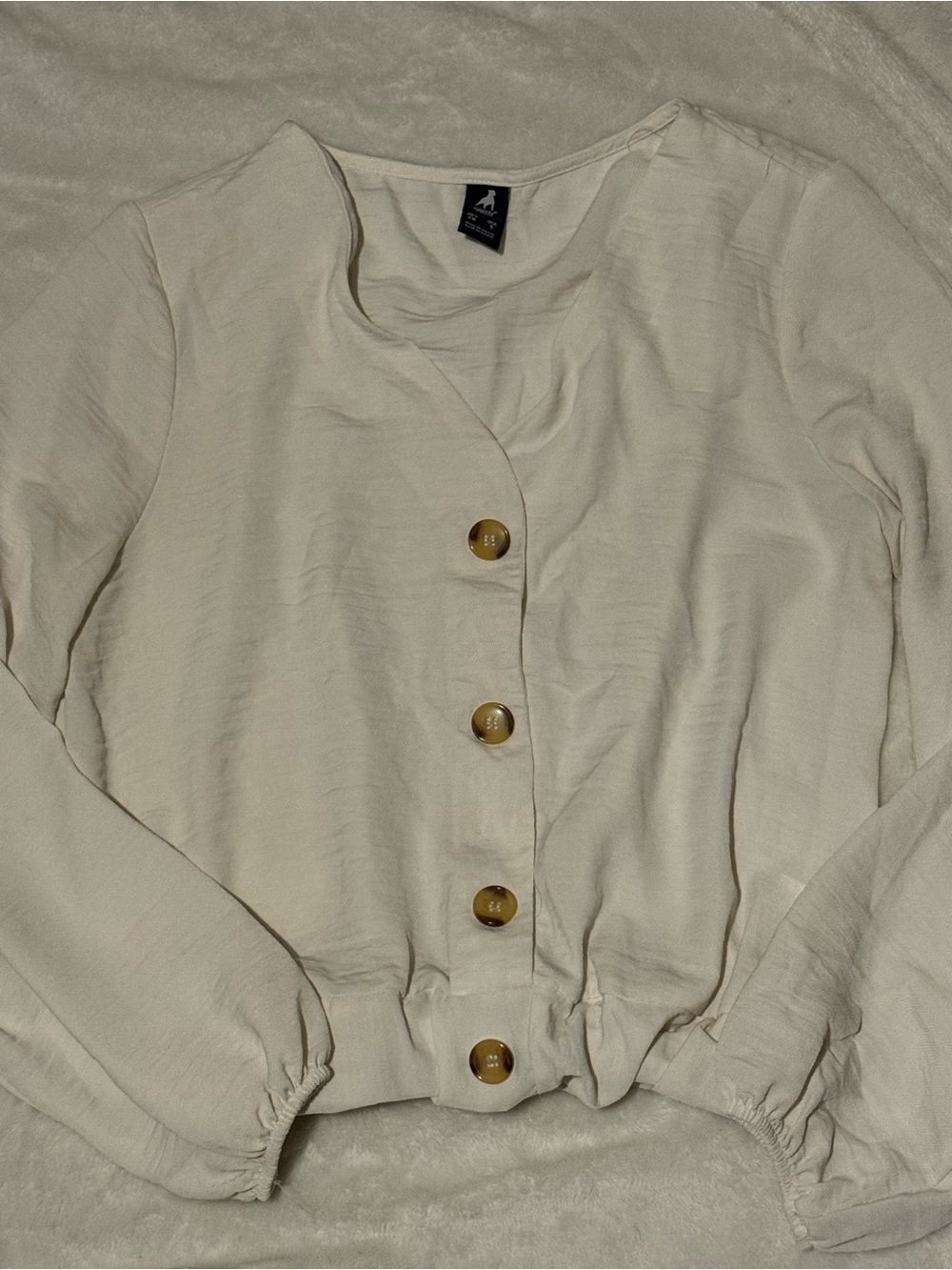 Cream Button-Front Women’s Top